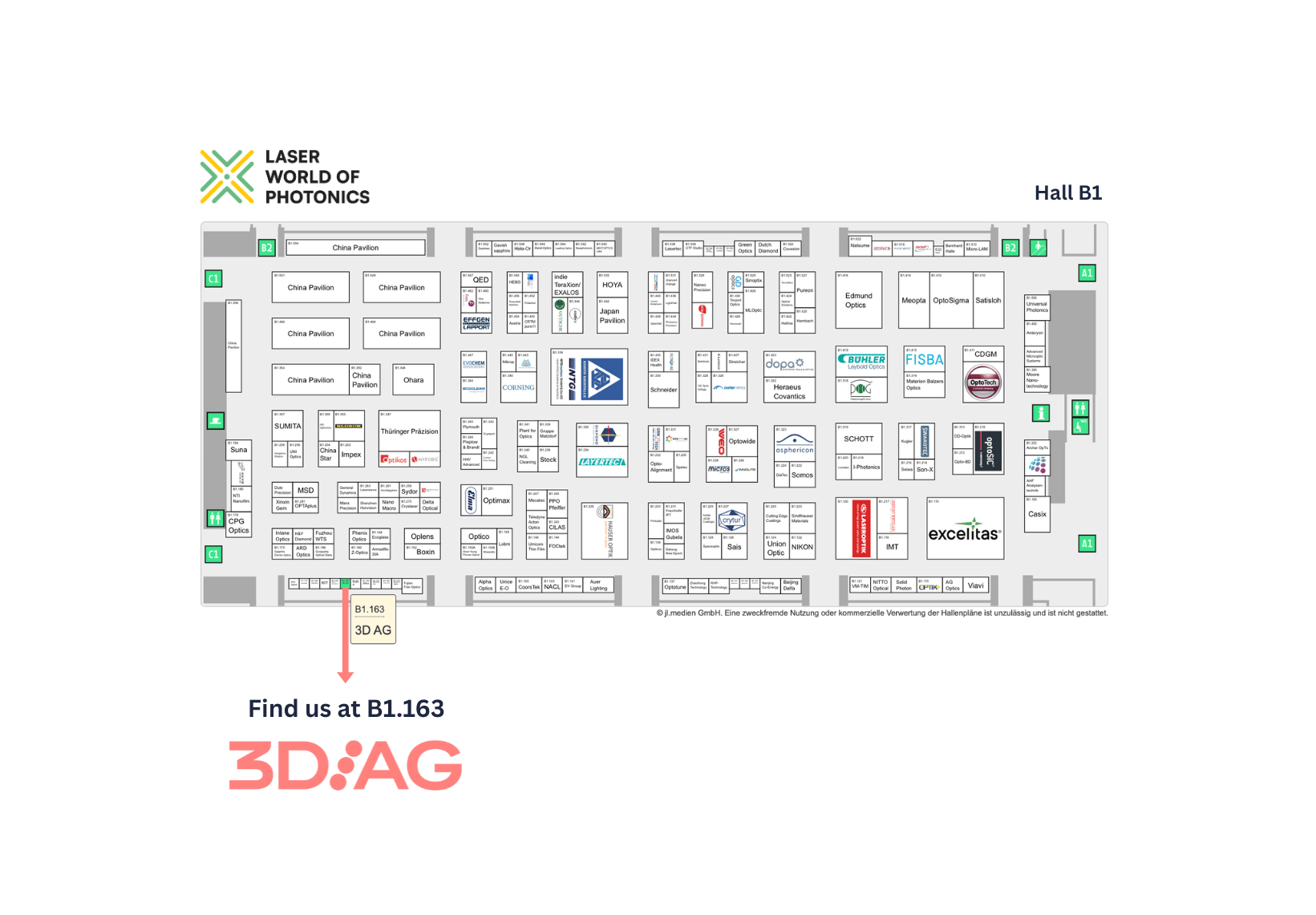 3D AG at Laser world photonics map of event